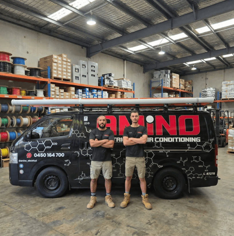 Amino Electrical & Air team with branded van