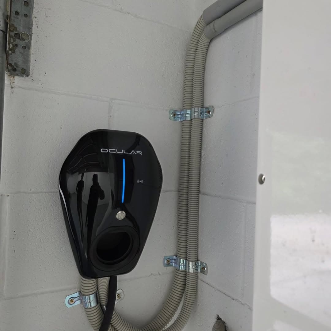 Ocular EV charger with conduit wiring — Brisbane installation